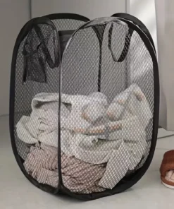 Panier à linge pop-up en maille, panier à linge, panier de rangement pliable pour vêtements sales, panier de rangement de grande capacité