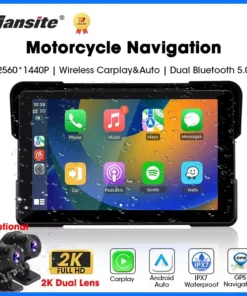 Jansite – écran de navigation GPS sans fil pour moto, 5/7 pouces, Carplay, Android Auto, IPX7, moniteur portable pour Moto