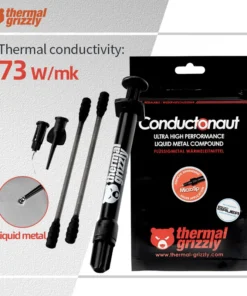 Pâte thermique en métal liquide Grizzly Conductonaut 73W/mk pour refroidir la CPU GPU PS5 & Ordinateurs