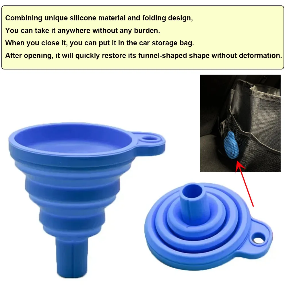 Entonnoir universel pour liquide en silicone, pliable et portable, pour voiture, eau chaude – Image 4