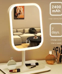 Alternative view of Miroir de vanité de styliste Unique, trois couleurs, lumière LED, miroir de maquillage, commande tactile, miroir de bureau, miroir de chambre à coucher