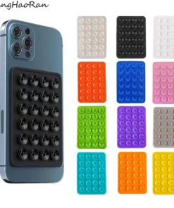 Support de téléphone en silicone à ventouse, multifonctionnel, support mural à ventouse carré antidérapant, fixation adhésive simple face pour coque arrière