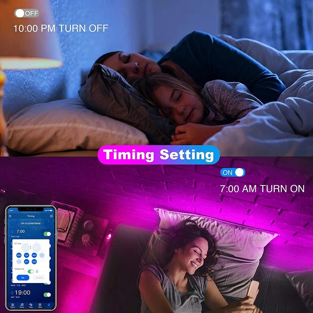 Bande lumineuse LED Bluetooth intelligente SMD 5050, télécommande, ruban flexible, lampe à diode, rétroéclairage TV, salle de jeu, décoration d'intérieur – Image 2