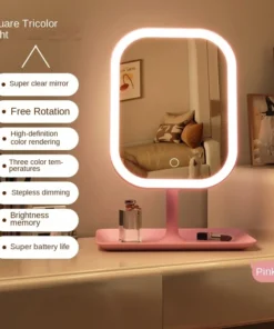Miroir de vanité de styliste Unique, trois couleurs, lumière LED, miroir de maquillage, commande tactile, miroir de bureau, miroir de chambre à coucher – Image 6