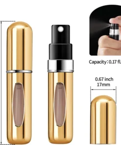 Atomiseur de parfum Portable de 5ml, récipient liquide pour cosmétiques de voyage, Mini vaporisateur en aluminium, bouteille vide rechargeable, 1/4 pièces – Image 6