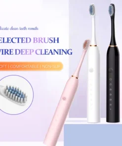 Brosse à dents électrique ultrasonique, Mode Six vitesses, cheveux doux pour la maison, chargement USB, nettoyeur de dents étanche pour adulte, ensemble automatique pour Couple – Image 6