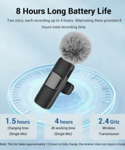 Microphone Lavalier Sans Fil Professionnel avec Port Type-C pour Smartphones, Ordinateurs, Tablettes, Plug and Play – Image 5