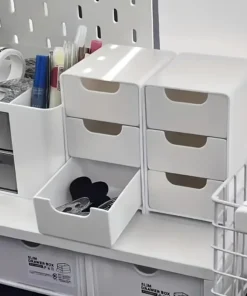 Organisateur de bureau chic à 3 niveaux avec tiroirs – Idéal pour les fournitures de bureau, le rangement de bijoux et de cosmétiques – Boîte de séparation portable