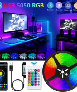 Bande lumineuse LED Bluetooth intelligente SMD 5050, télécommande, ruban flexible, lampe à diode, rétroéclairage TV, salle de jeu, décoration d'intérieur