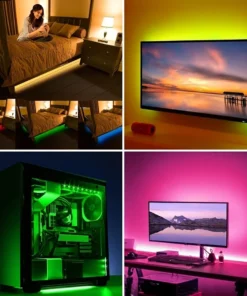 Lumière LED multicolore avec prise USB, barre lumineuse de fond TV, salle de jeux, fête de famille, veilleuse, décoration, RVB, 24 prédire, 5050, 5m – Image 4