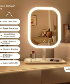 Miroir de vanité de styliste Unique, trois couleurs, lumière LED, miroir de maquillage, commande tactile, miroir de bureau, miroir de chambre à coucher – Image 4