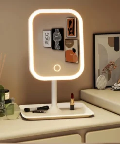 Miroir de vanité de styliste Unique, trois couleurs, lumière LED, miroir de maquillage, commande tactile, miroir de bureau, miroir de chambre à coucher