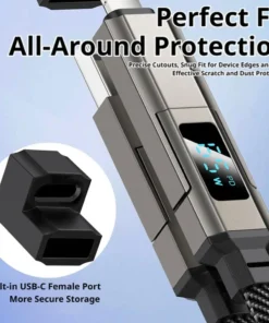 Alternative view of Câble de chargement porte-clés 4 en 1 65W, USB C avec affichage V/A/W, Type C pour Apple, cordon portable pour IPhone/iPad/Samsung/ordinateur portable, 1/2 pièces