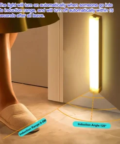 Lampe LED sans fil avec capteur de mouvement, Rechargeable par USB, veilleuse à Induction, Portable, sans fil, magnétique, pour armoire, cuisine – Image 5