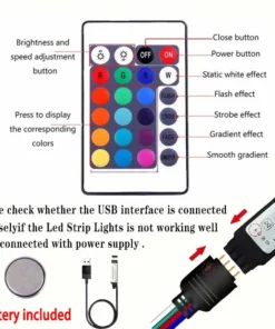 Lumière LED multicolore avec prise USB, barre lumineuse de fond TV, salle de jeux, fête de famille, veilleuse, décoration, RVB, 24 prédire, 5050, 5m – Image 5