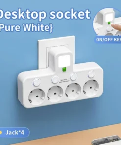 Prise ue 4 prises multiprise murale multiprise prise électrique 2 ports USB 1 type-c pas de rallonge avec alimentation maximale 2500W – Image 4