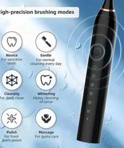 Alternative view of Brosse à dents électrique ultrasonique, Mode Six vitesses, cheveux doux pour la maison, chargement USB, nettoyeur de dents étanche pour adulte, ensemble automatique pour Couple