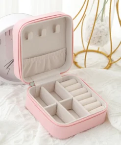 1pcs unique couche boîte de rangement dames voyage en cuir boîte à bijoux classique noir pur blanc mode rose boîte de rangement – Image 5