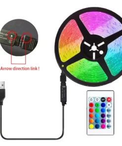 Lumière LED multicolore avec prise USB, barre lumineuse de fond TV, salle de jeux, fête de famille, veilleuse, décoration, RVB, 24 prédire, 5050, 5m – Image 6