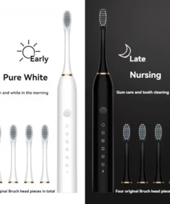 Brosse à dents électrique ultrasonique, Mode Six vitesses, cheveux doux pour la maison, chargement USB, nettoyeur de dents étanche pour adulte, ensemble automatique pour Couple