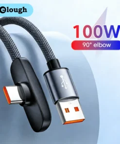 Charge rapide USB vers Type C 100W 90 ° Câble de données coudé USB-C PD Super Charge pour jeux, compatible Samsung S23 S22 Huawei POCO Realme